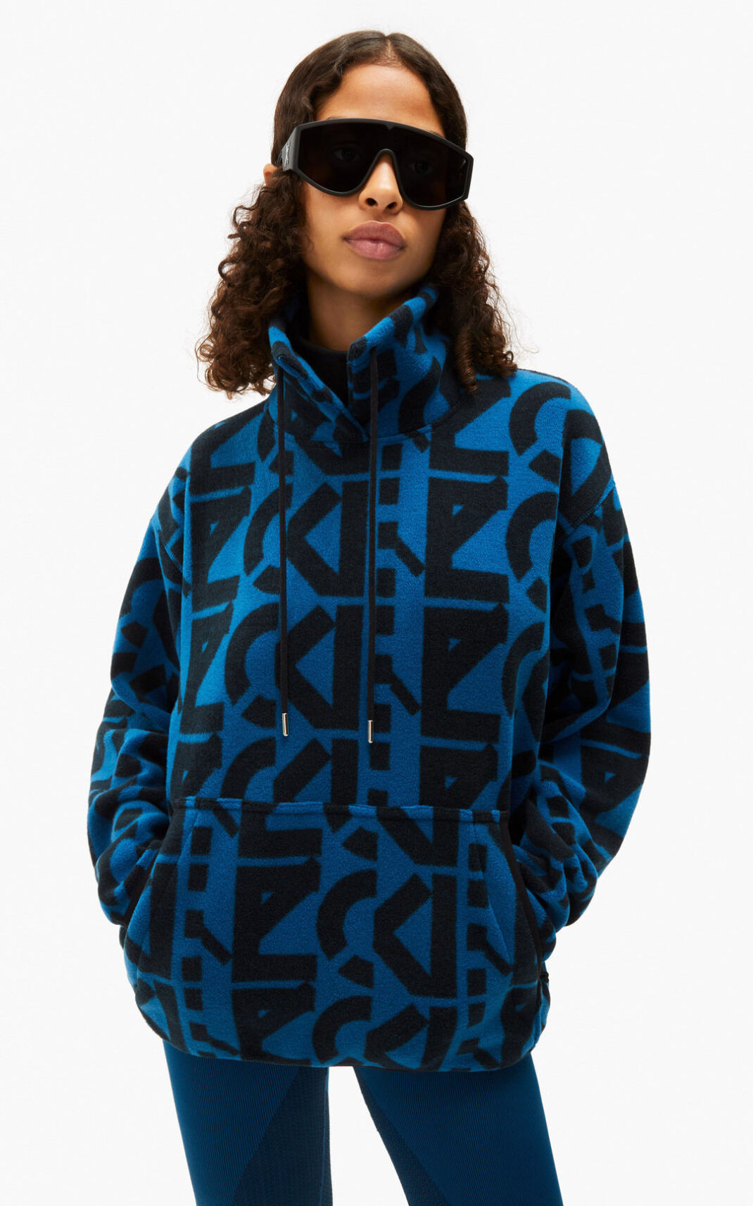 Kenzo Sport monogram fleece Sudadera Mujer Azules Oscuro | 9705213-TE